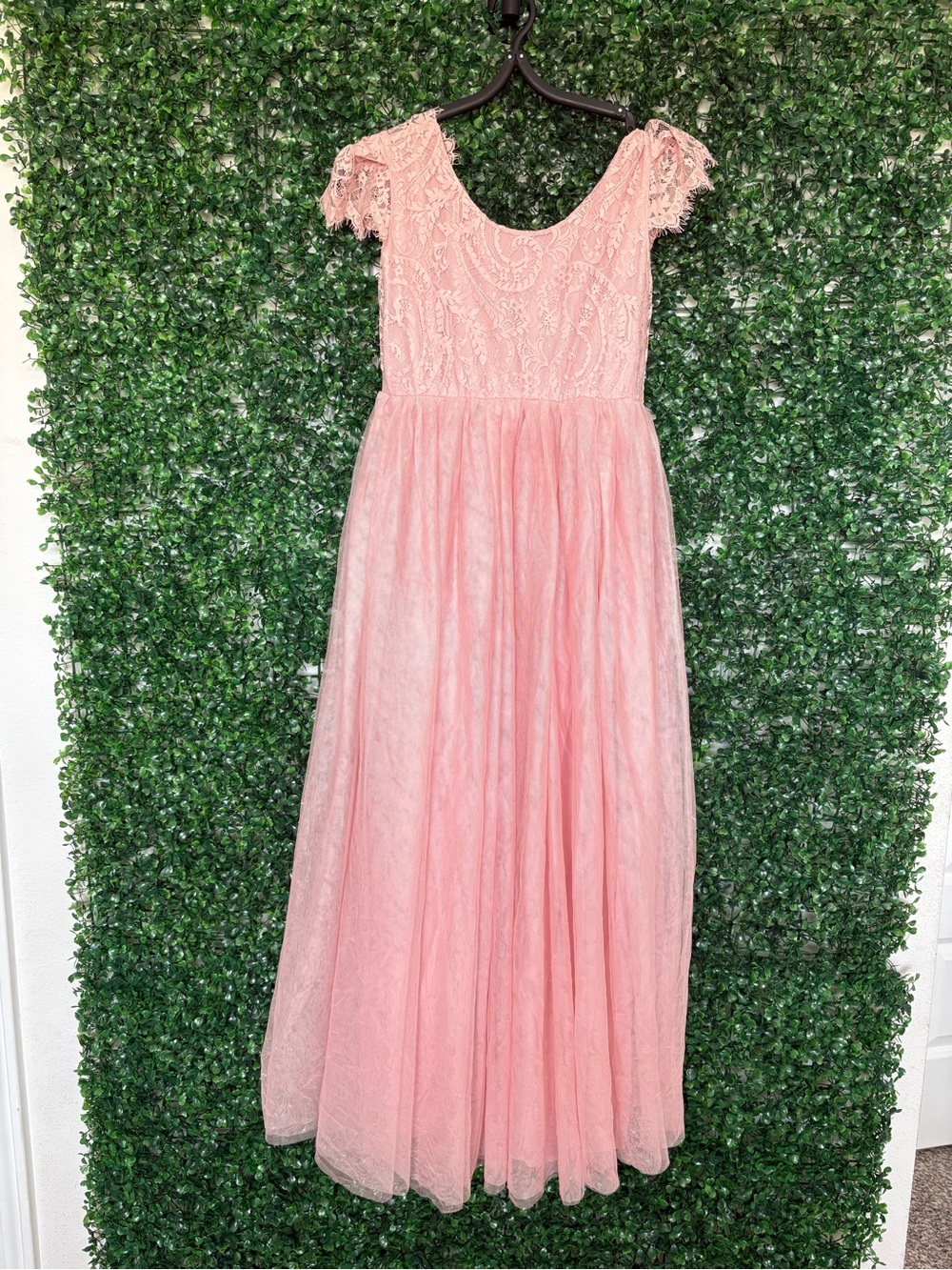 Amazon Girls' Blush Pink Lace & Tulle Formal Maxi Dress